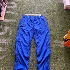 Vintage 90s Reebok Royal Blue Nylon Lined Track Pants Ankle Zip Size XL
